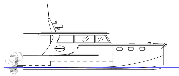 profile drawing of GH trailerable trawler
