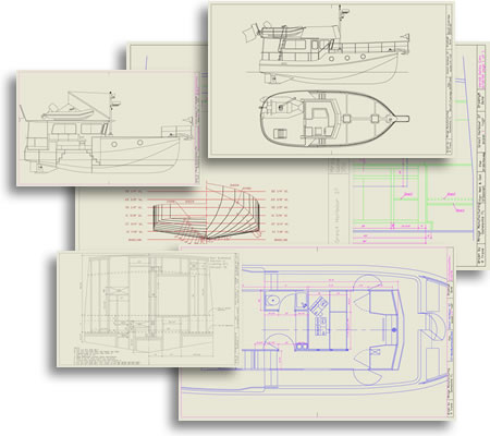 line drawings of great harbour trawlers